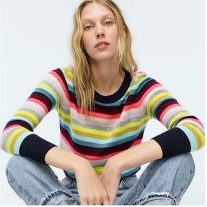 J. Crew Multi-stripe Cashmere Crewneck Sweater